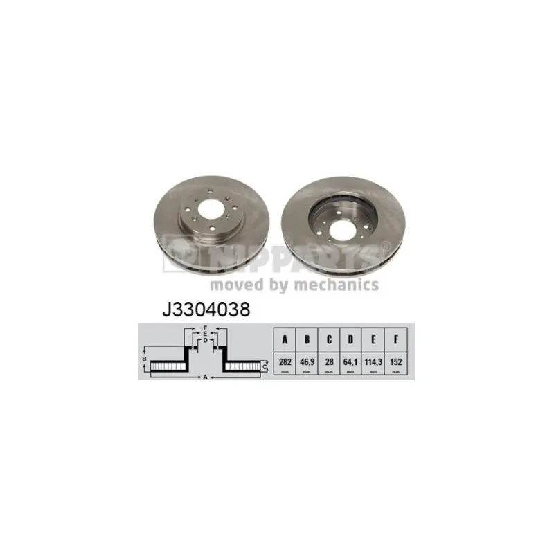 Jeu de 2 disques de frein avant NIPPARTS J3304038