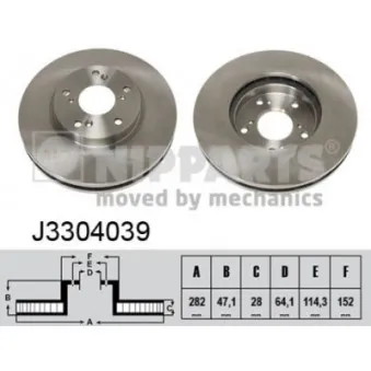 Jeu de 2 disques de frein avant NIPPARTS J3304039