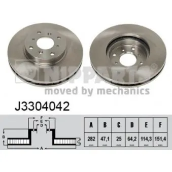 Jeu de 2 disques de frein avant NIPPARTS J3304042