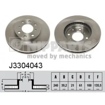 Jeu de 2 disques de frein avant NIPPARTS J3304043
