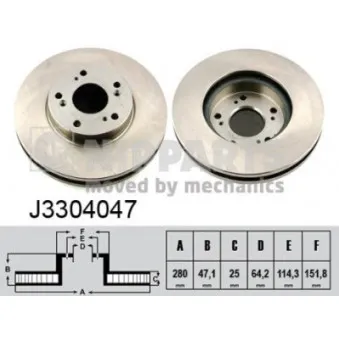 Jeu de 2 disques de frein avant NIPPARTS J3304047