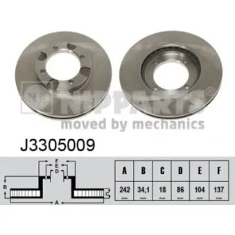 Jeu de 2 disques de frein avant NIPPARTS J3305009