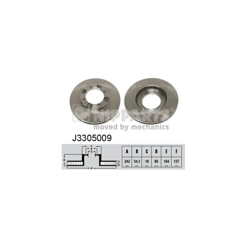 Jeu de 2 disques de frein avant NIPPARTS J3305009