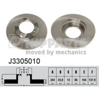 Jeu de 2 disques de frein avant NIPPARTS J3305010