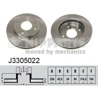 Jeu de 2 disques de frein avant NIPPARTS J3305022