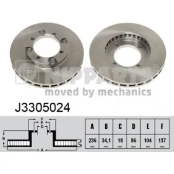 Jeu de 2 disques de frein avant NIPPARTS J3305024