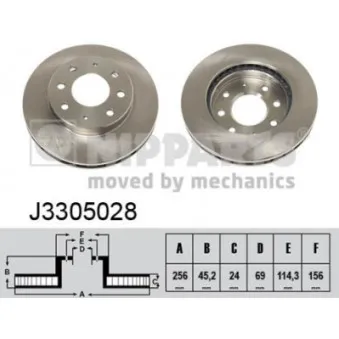 Jeu de 2 disques de frein avant NIPPARTS J3305028