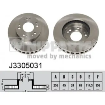 Jeu de 2 disques de frein avant NIPPARTS J3305031