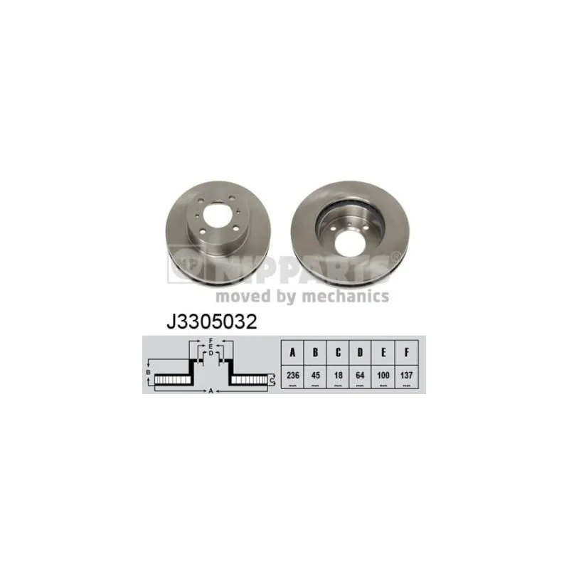 Jeu de 2 disques de frein avant NIPPARTS J3305032