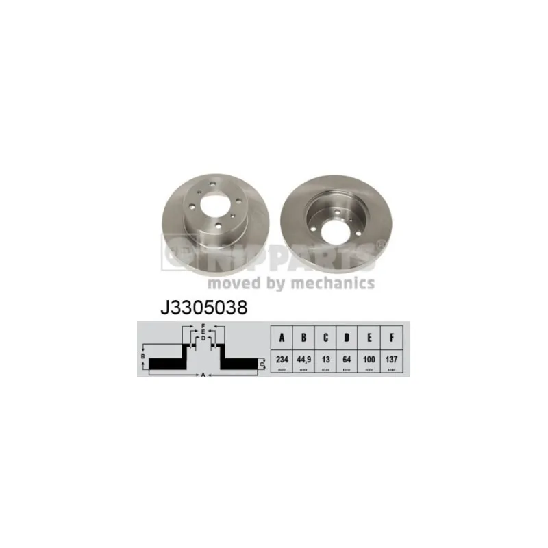 Jeu de 2 disques de frein avant NIPPARTS J3305038