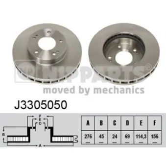 Jeu de 2 disques de frein avant NIPPARTS J3305050