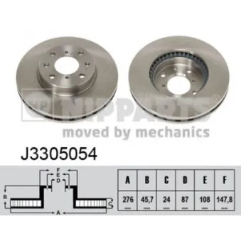 Jeu de 2 disques de frein avant NIPPARTS J3305054