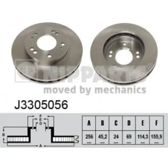 Jeu de 2 disques de frein avant NIPPARTS J3305056