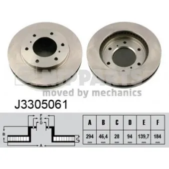 Jeu de 2 disques de frein avant NIPPARTS J3305061