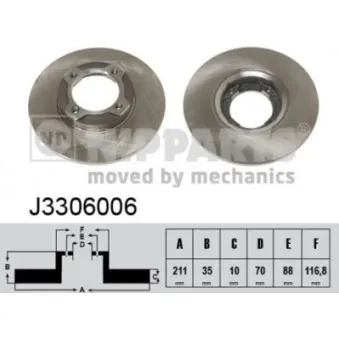 Jeu de 2 disques de frein avant NIPPARTS J3306006