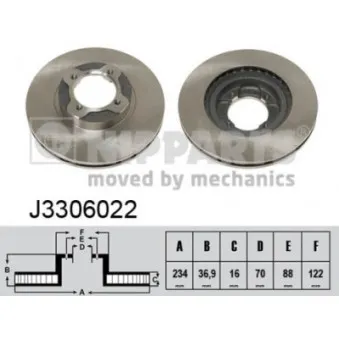 Jeu de 2 disques de frein avant NIPPARTS J3306022