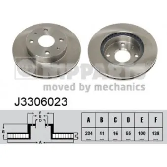 Jeu de 2 disques de frein avant NIPPARTS J3306023