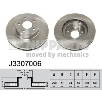 Jeu de 2 disques de frein avant NIPPARTS J3307006