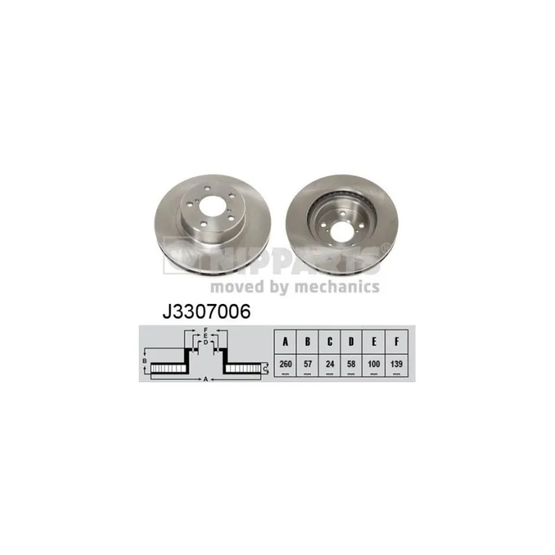 Jeu de 2 disques de frein avant NIPPARTS J3307006