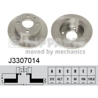 Jeu de 2 disques de frein avant NIPPARTS J3307014