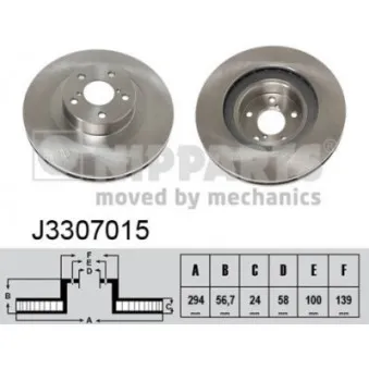 Jeu de 2 disques de frein avant NIPPARTS J3307015