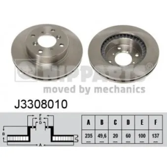 Jeu de 2 disques de frein avant NIPPARTS J3308010