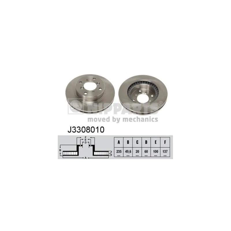 Jeu de 2 disques de frein avant NIPPARTS J3308010