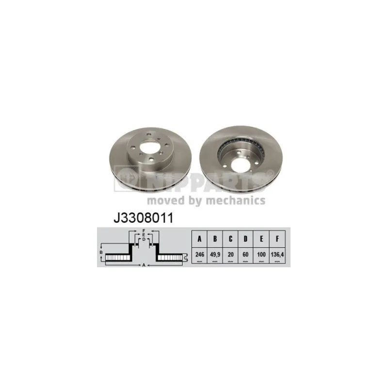 Jeu de 2 disques de frein avant NIPPARTS J3308011