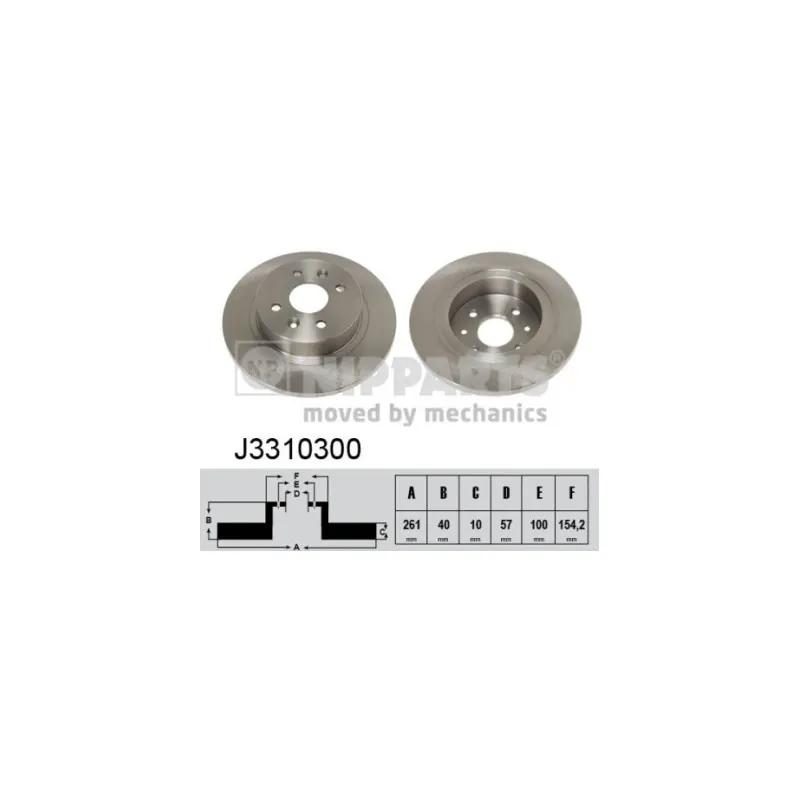 Jeu de 2 disques de frein arrière NIPPARTS J3310300