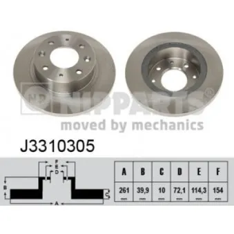 Jeu de 2 disques de frein arrière NIPPARTS J3310305