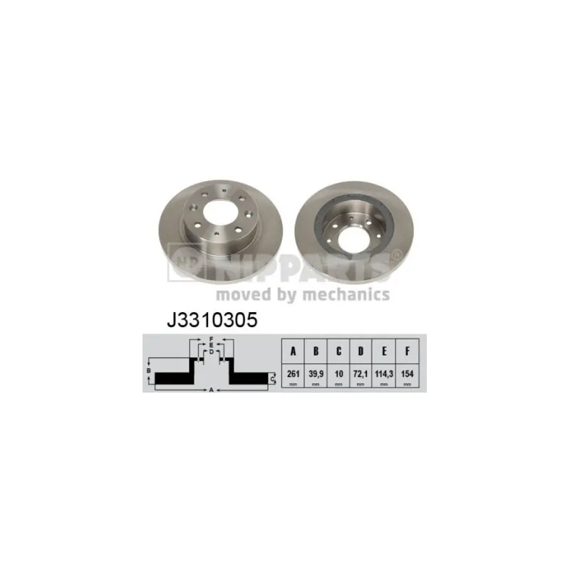 Jeu de 2 disques de frein arrière NIPPARTS J3310305