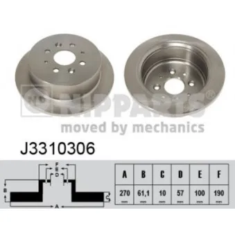 Jeu de 2 disques de frein arrière NIPPARTS J3310306