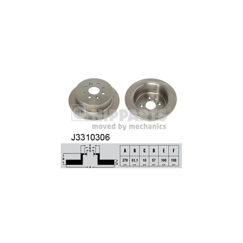Jeu de 2 disques de frein arrière NIPPARTS J3310306
