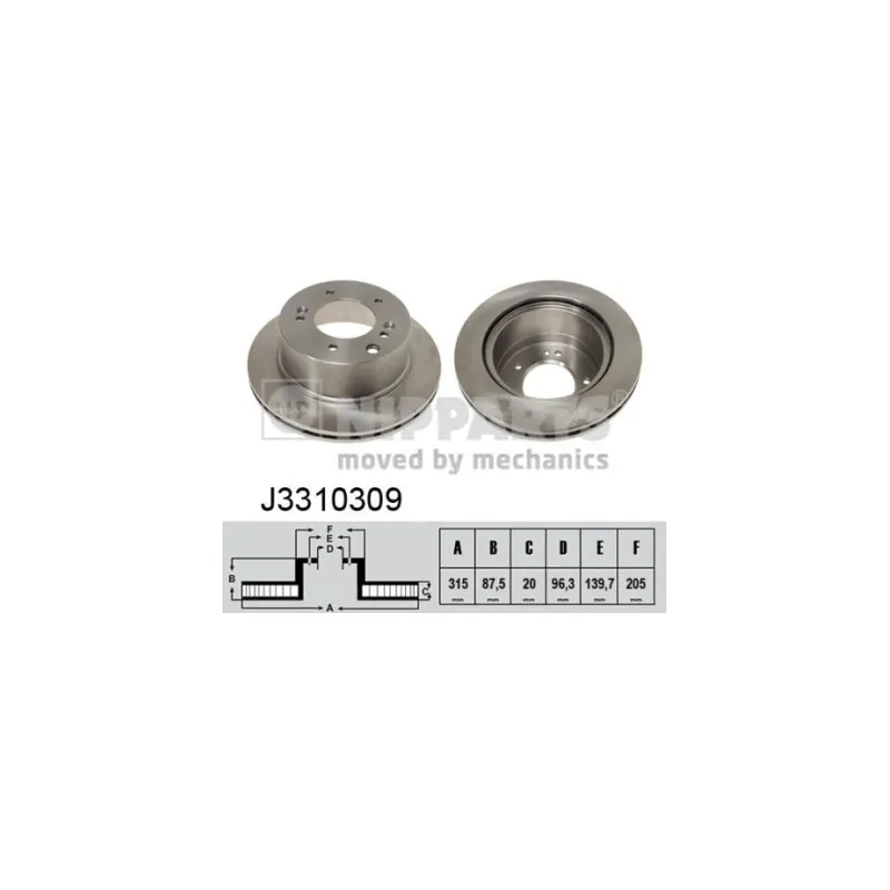 Jeu de 2 disques de frein arrière NIPPARTS J3310309