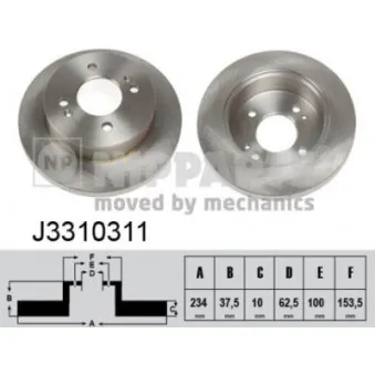 Jeu de 2 disques de frein arrière NIPPARTS J3310311