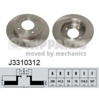 Jeu de 2 disques de frein arrière NIPPARTS J3310312