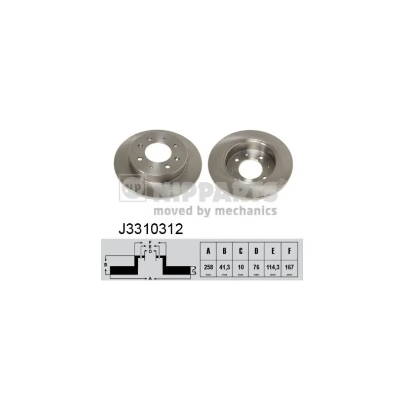 Jeu de 2 disques de frein arrière NIPPARTS J3310312