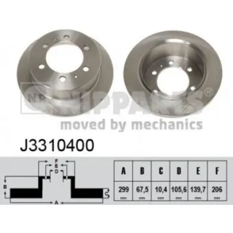 Jeu de 2 disques de frein arrière NIPPARTS J3310400