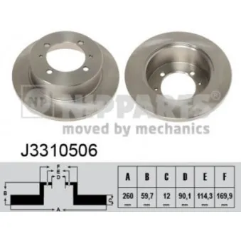 Jeu de 2 disques de frein arrière NIPPARTS J3310506