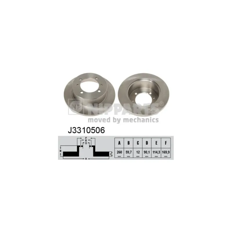 Jeu de 2 disques de frein arrière NIPPARTS J3310506