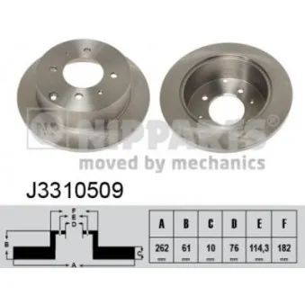 Jeu de 2 disques de frein arrière NIPPARTS J3310509