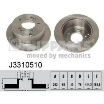 Jeu de 2 disques de frein arrière NIPPARTS J3310510