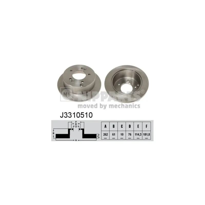 Jeu de 2 disques de frein arrière NIPPARTS J3310510