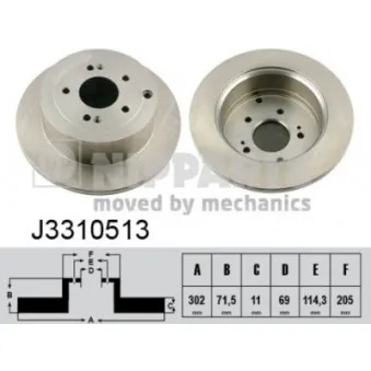 Jeu de 2 disques de frein arrière NIPPARTS J3310513