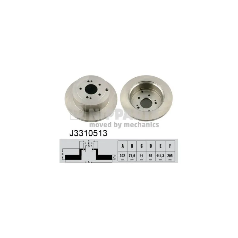 Jeu de 2 disques de frein arrière NIPPARTS J3310513