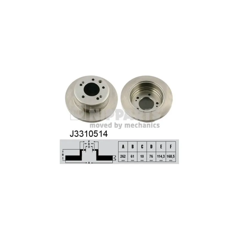 Jeu de 2 disques de frein arrière NIPPARTS J3310514