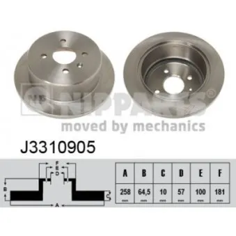 Jeu de 2 disques de frein arrière NIPPARTS J3310905