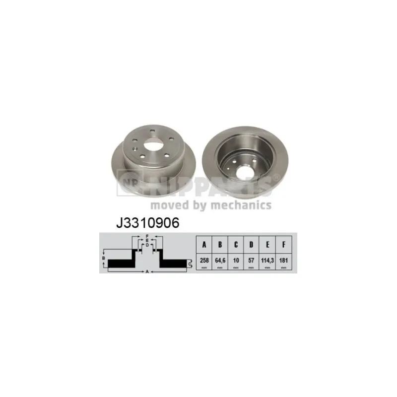 Jeu de 2 disques de frein arrière NIPPARTS J3310906