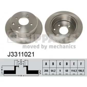 Jeu de 2 disques de frein arrière NIPPARTS J3311021