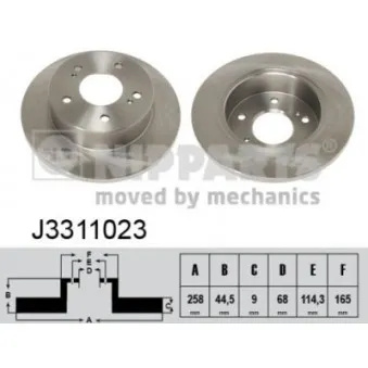 Jeu de 2 disques de frein arrière NIPPARTS J3311023